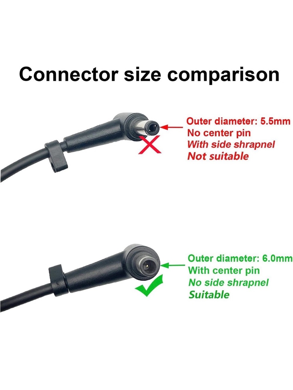 ASUS Right-Angle DC Laptop Power Connector – Black - Picture 4 of 9